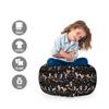 Ambesonne Halloween Storage Toy Bag Chair, Skeletons with Pumpkins Skating Musician on Dark Background, Stuffed Animal Organizer Washable Bag, Small Size, Charcoal Grey view 2