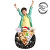 Ambesonne Halloween Storage Toy Bag Chair, Skeletons with Pumpkins Skating Musician on Dark Background, Stuffed Animal Organizer Washable Bag, Small Size, Charcoal Grey view 3
