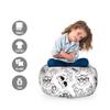 Ambesonne Cat Storage Toy Bag Chair, Cartoon Kittens with Glasses Sketch Print on Plain Background, Stuffed Animal Organizer Washable Bag, Small Size, Charcoal White view 2