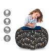 Ambesonne Halloween Storage Toy Bag Chair, Skeletons with Pumpkins Skating Musician on Dark Background, Stuffed Animal Organizer Washable Bag, Large Size, Charcoal Grey view 2