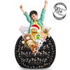Ambesonne Halloween Storage Toy Bag Chair, Skeletons with Pumpkins Skating Musician on Dark Background, Stuffed Animal Organizer Washable Bag, Large Size, Charcoal Grey view 3
