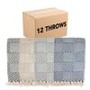 Arkwright Common Ground Bulk Blankets - Pack of 12 - Reversible 100% Cotton All Season Lightweight Couch Bed Throws for Wedding Guests, Travel, and Outdoor Events, 50 x 70 in, Block view 1