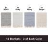 Arkwright Common Ground Bulk Blankets - Pack of 12 - Reversible 100% Cotton All Season Lightweight Couch Bed Throws for Wedding Guests, Travel, and Outdoor Events, 50 x 70 in, Block view 2