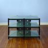 VTI BLG503BF Series- 3 Shelf Audio Rack TV Stand up to 55" TVs with Black Frame, Black Cap/Spikes and Frosted Glass. view 1