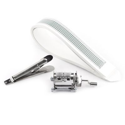 15 Notes Hand Crank Music Box Movement + 20 Blank Paper Strips Tapes + Hole Puncher, DIY Tape Compose Mechanical Music Box Part for Customize Songs Gift
