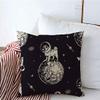 Throw Pillow Covers Pattern Sphere Pugs Space Globe Ship Cosmic Drawn Sky Seamless Helmets Astronauts Planet Textures Decorative Lined Linen Square Pillow Covers for Couch Sofa 18x18 Inch view 1