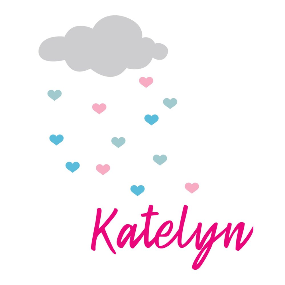 Ohongs Design Studio Custom Name with Heart rain/Name Wall Decal/Nursery Decal/Personalized Sticker/Cloud Heart rain/Girls Room/Gift/kidsroom