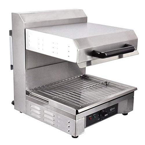 STAINLESS STEEL QUARTZ ADJUSTABLE SALAMANDER WITH 14 X 17.71 WARMING BASE