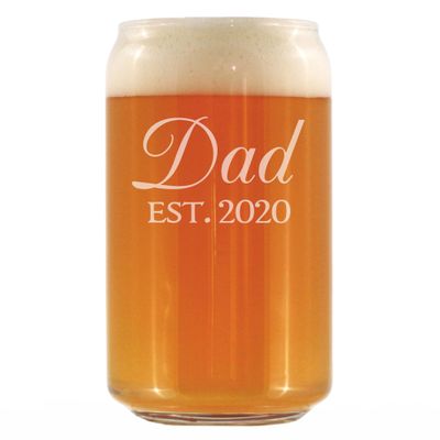 Bevvee Dad Est 2020 - New Father Beer Can Pint Glass Gift for First Time Parents - Decorative 16 Oz Glasses
