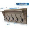 HBCY Creations Rustic Wall Mounted Coat Rack with Shelf - Solid Wood 24" Entryway Shelf with 5 Coat Hangers. Perfect Touch for Your Entryway, Mudroom, Kitchen, Bathroom and More, Weathered Brown view 2