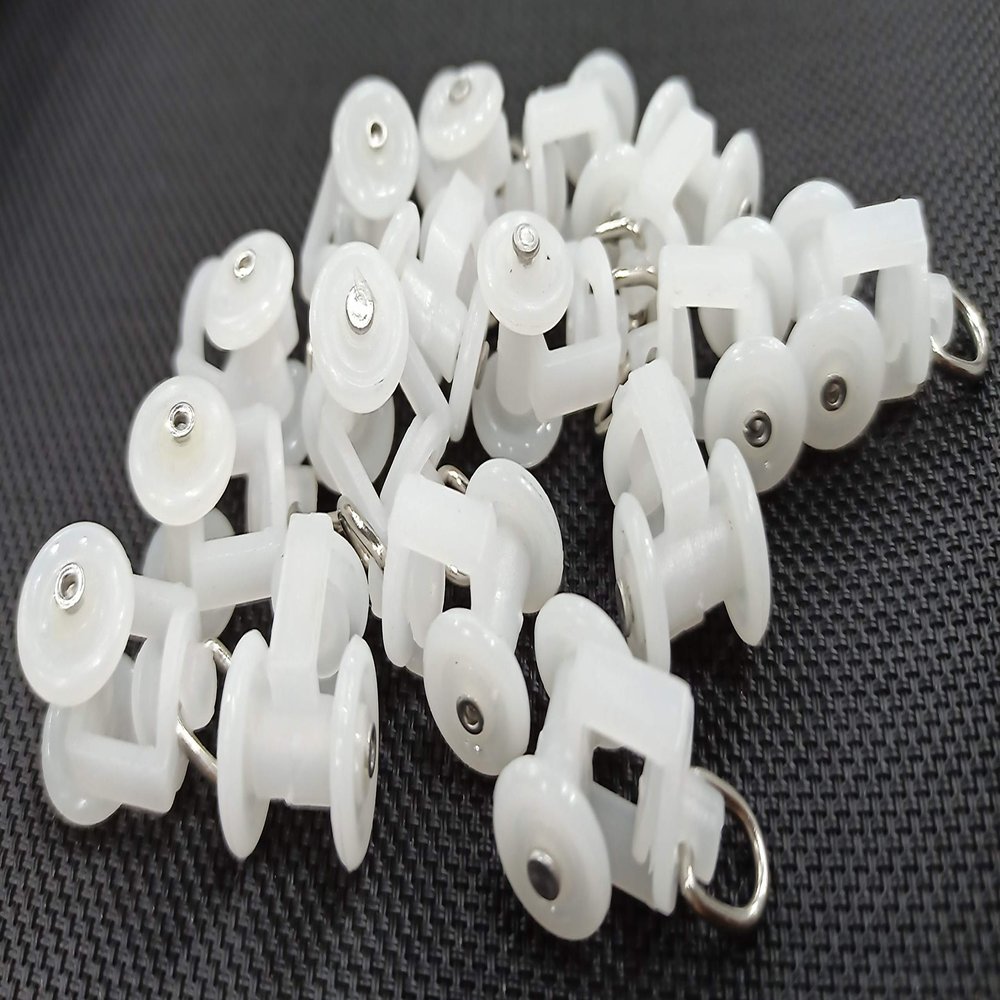 FAPBADRI Runners/Sliders for M Track/Curtain Channel, Colour - White, 50 Pieces, Standard Size