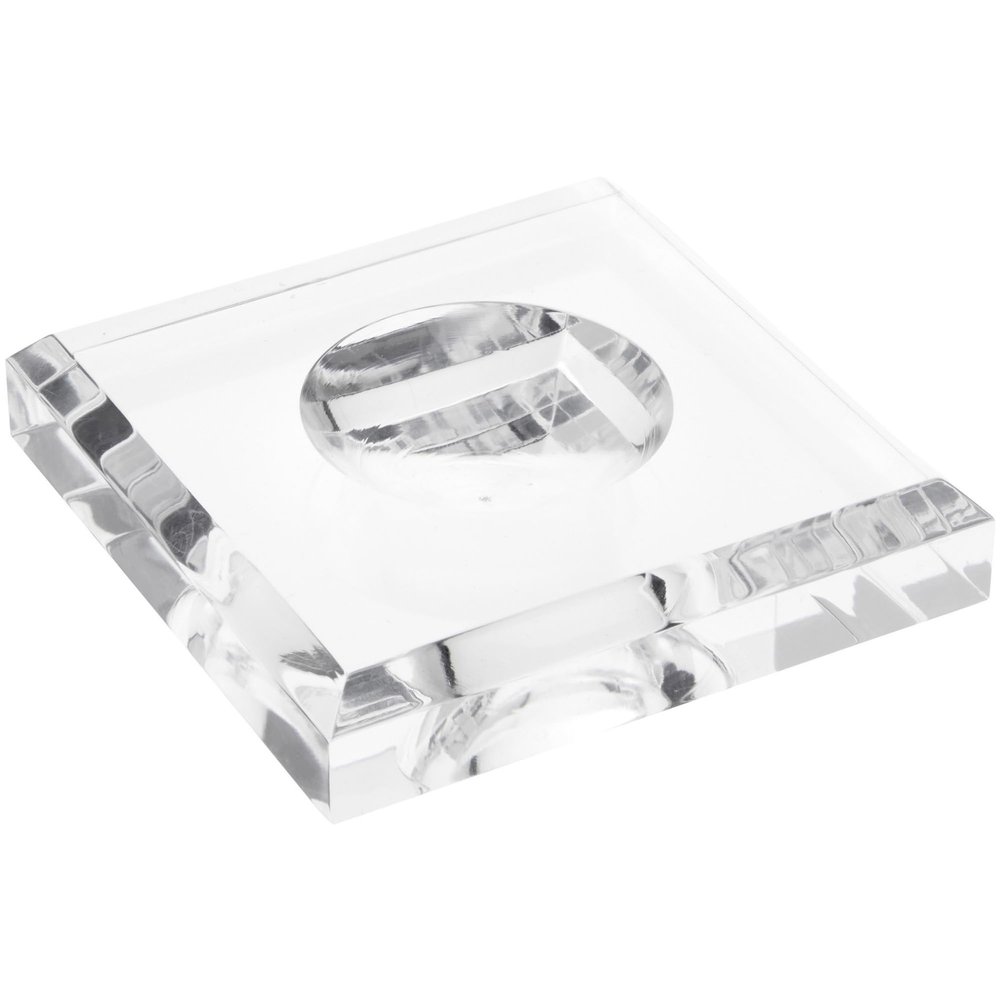 Plymor Clear Acrylic Square Display Base with Indented Circle to Hold Egg, Marble, Ball or Sphere, 3.5" W x 3.5" D x 0.75" H (1.875" Circle), Pack of 6