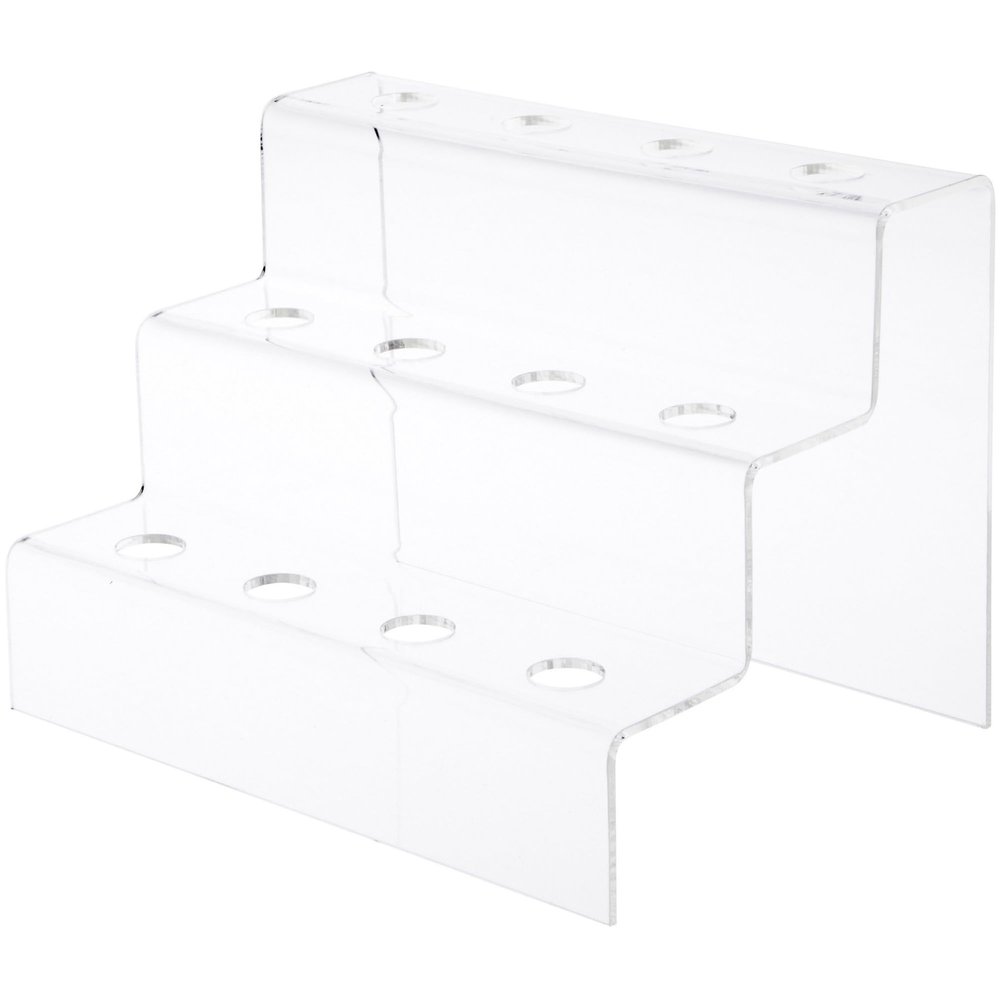 Plymor Clear Acrylic Wine Bottle Stopper Display Stairs, 6.25" H x 8.75" W x 6.5" D (12 Pack)