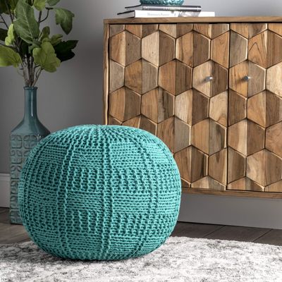 nuLOOM Berlin Casual Knitted Filled Ottoman Pouf