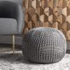 nuLOOM Berlin Casual Knitted Filled Ottoman Pouf 14" x 20" x 20" Grey view 1