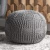 nuLOOM Berlin Casual Knitted Filled Ottoman Pouf 14" x 20" x 20" Grey view 3