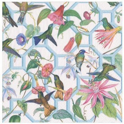 Caspari Hummingbird Trellis Paper Dinner Napkins - 40 Count