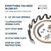 House2Home 23" Couch Spring Repair Kit to Fix Sofa Support for Sagging Cushions - Includes 4pk of Springs, Upholstery Spring Clips, Seat Spring Stay Wire, Screws, and Installation Instructions view 2