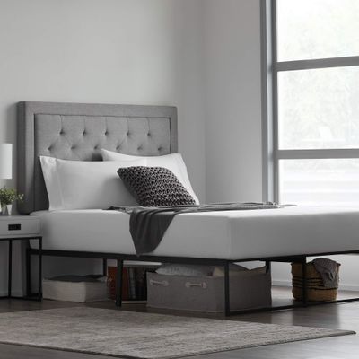 WEEKENDER Modern Bed FrameMatte Black SteelExtra Storage Space2500 Pound Weight Capacity5 Year Warranty Platform, Twin