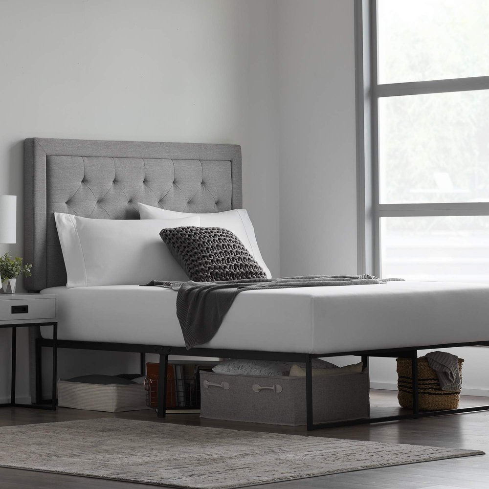 WEEKENDER Modern Bed FrameMatte Black SteelExtra Storage Space2500 Pound Weight Capacity5 Year Warranty Platform, Twin