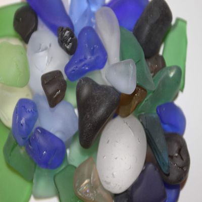Southern Metal 8 pounds of Large Chunky Satin Smooth Sea Glass Vase Fillers Sizes of 1/2 inch to 2 1/2 inches and up, Quality Inspected, Machine Tumbled, Chunky L