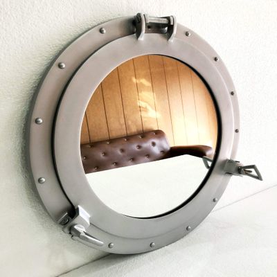 11.5" Mirror Porthole Silver Powder Coated Finish Wall Hanging Nautical Home Decorative