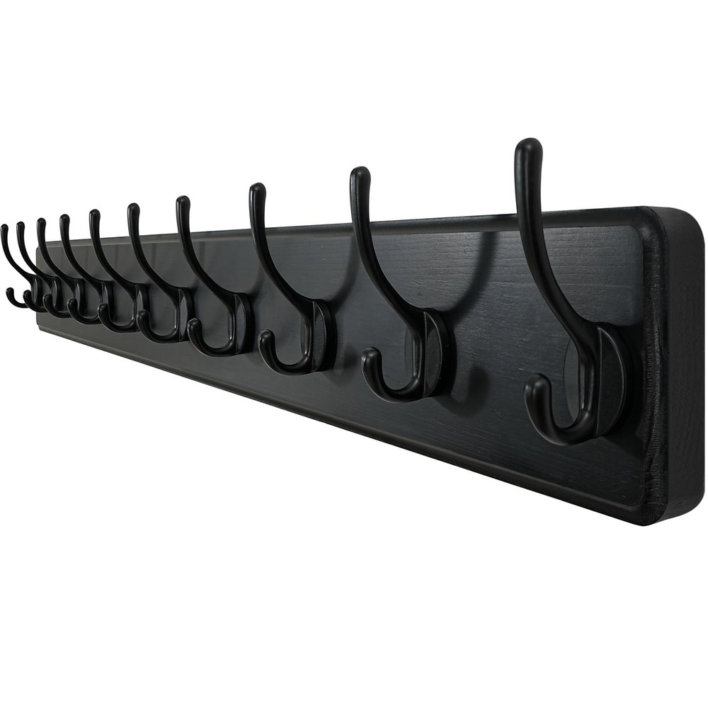 WEBI Coat Rack Wall Mount,38 9/16" Long,10 Hooks,Coat Hooks Wall Mounted Large Coat Hanger Wall Hooks for Hanging Coats,Clothes,Jacket,Hats,Entryway,Black