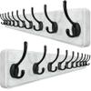 WEBI Coat Rack Wall Mount,10 Hooks,38 9/16" Long Coat Hooks Wall Mounted,16" Hole to Hole,Large Wood Coat Hanger Wall,Hook Rack for Hanging Coats,Jacket,Clothes,Hats,Black/White,2 Packs view 1
