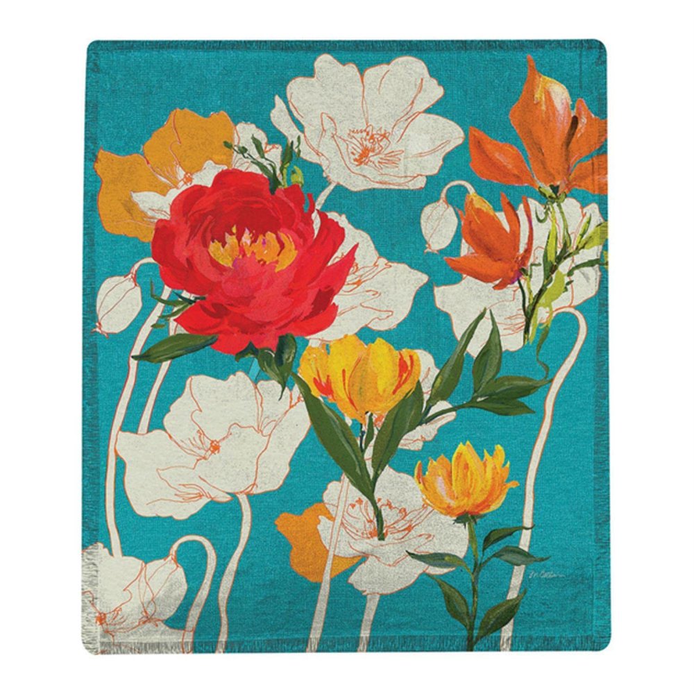 Manual SAPEPO Peony and Poppies Dye Poly Throw Blanket, 60-inch Height