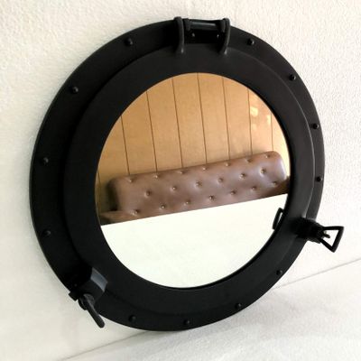 11.5" Mirror Porthole Black Powder Coated Finish Wall Hanging Nautical Home Decorative