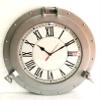Antique Marine 20" Brass Ship Silver Porthole Clock Nautical Wall Clock Home Decor view 1