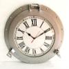 Antique Marine 20" Brass Ship Silver Porthole Clock Nautical Wall Clock Home Decor view 2