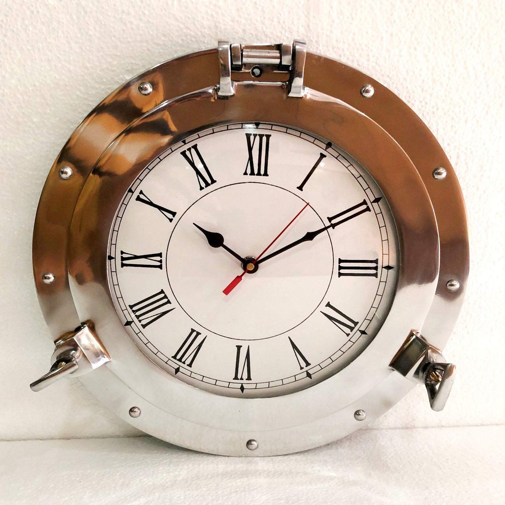 Antique Marine Brass Ship Porthole Clock Nautical Wall Clock Home Decorative (12" inches)