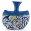 Ceramic VASE with Cubist Design, Picassian Style, Modern Art, Handmade and Handpainted. Exclusive Collection, Limited Production. 9,25" x 2,36" x 14,17" view 2