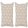 Ambesonne Floral Throw Pillow Cushion Cover Pack of 2, Floral Arrangement with Monochrome Design Natural Elements Abstract Pattern Leaves, Zippered Double-Side Digital Print Decor, 20", Tan Cream view 1