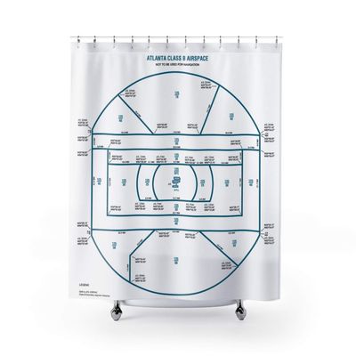 Atlanta International Airport (ATL) VFR Class B Enhancement Graphics Aeronautical Chart Shower Curtains, 71" x 74"