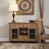 Benjara Transitional Server with Mesh Metal Doors and Stemware Storage view 2