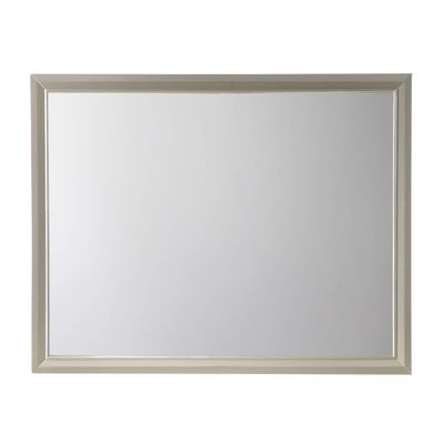 Benjara Rectangular Wood Encased Dresser Top Mirror, Silver