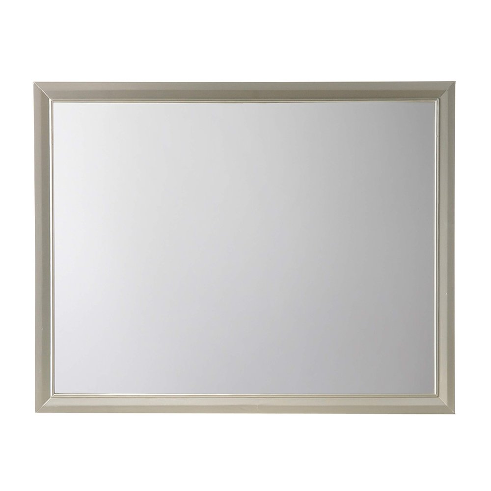 Benjara Rectangular Wood Encased Dresser Top Mirror, Silver