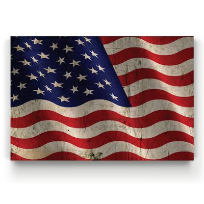 Renditions Gallery Canvas Nationalistic Wall Art Home Paintings & Prints Artwork Waving American Flag Modern Patriotic Canvas Pride Decorations for Bedroom Office Kitchen - 24"x32" LT25