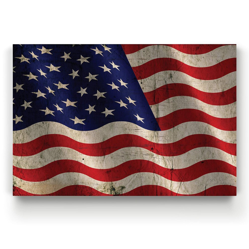 Renditions Gallery Canvas Nationalistic Wall Art Home Paintings & Prints Artwork Waving American Flag Modern Patriotic Canvas Pride Decorations for Bedroom Office Kitchen - 24"x32" LT25