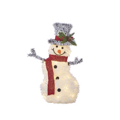 RAZ Imports Mister Snowman 20.5" Flocked Tinsel Lighted Snowman