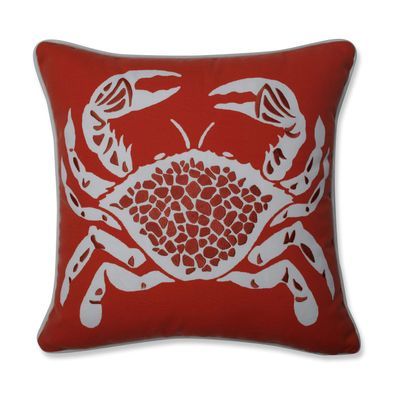Pillow Perfect Outdoor/Indoor Calvin The Crab Throw Pillow, 16.5" x 16.5", Orange
