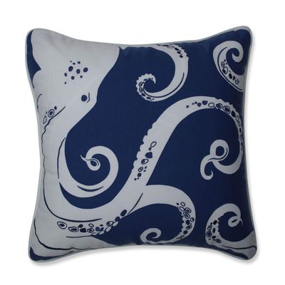 Pillow Perfect Outdoor/Indoor Throw Pillow, Large - 18.5" x 18.5", Blue Ollie Octopus