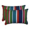 Pillow Perfect Stripe Indoor/Outdoor Accent Throw Pillow, Plush Fill, Weather, and Fade Resistant, Large Lumbar - 16.5" x 24.5", Blue/Green St. Lucia, 2 Count view 1
