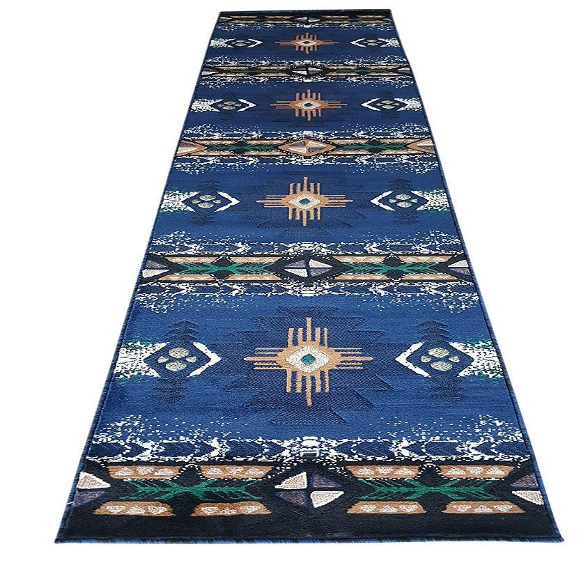 champion rugs Native American Navajo Aztec Indian Navajo Aztec Navy Blue Area Rug (2 Feet X 7 Feet Runner)