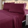3 Piece Modern Cool Breathable Luxury Sheet, Beautiful Elegant Design 2200 Thread Count Solid Burg Red Egyptian Cotton Sheets, Deep Pocket Fading Wrinkle Shrink Resistant Silky Soft Bed Sheets Twin view 2
