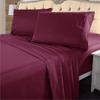 4 Piece Modern Cool Breathable Luxury Sheet, Beautiful Elegant Design 2200 Thread Count Solid Burg Red Egyptian Cotton Sheets, Deep Pocket Fading Wrinkle Shrink Resistant Silky Soft Bed Sheets Queen view 2
