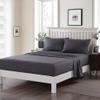3 Piece Modern Cool Breathable Luxury Sheet, Beautiful Elegant Design 2200 Thread Count Solid Dark Grey Egyptian Cotton Sheets, Deep Pocket Fading Wrinkle Shrink Resistant Silky Soft Bed Sheets Twin view 2