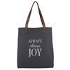 Creative Brands Joyful Expressions Charcoal Grey Canvas & Leather Tote, 13.5 x 16-Inch, Always Choose Joy view 1
